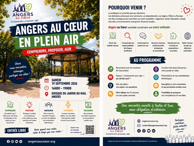 Flyer du rendez-vous citoyen annoncé le 19 septembre 2026 de 16 h à 19 h au kiosque du Jardin du Mail