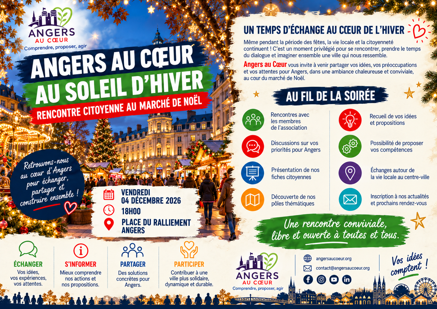 Flyer de la rencontre citoyenne du 4 décembre 2026 à 18 h, place du Ralliement